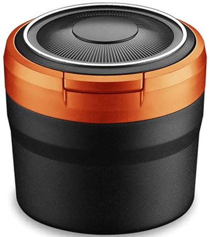 COKYIS Auto Aschenbecher für Dacia Duster Ⅱ SUV 2018-2020 2021-2024+, Tragbare Aschenbecher Abnehmbarer Rauchfreier mit Deckel und LED Staubdicht Auto-Mülleimer,C Orange