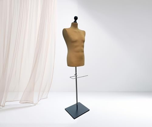 LUSORIA Schneiderpuppe, Schneiderbüste männlich mit Hosenhalter, Farbe - beige/schwarzer Standfuß …
