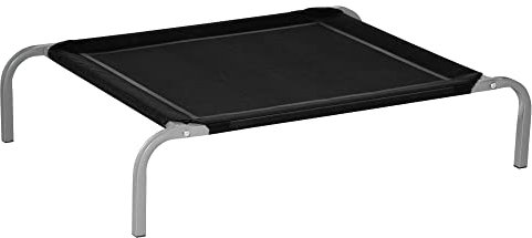 PawHut Hundebett für drinnen und draußen, Sommerhundehütte, atmungsaktiver Stoff schwarz, 90x65x20 cm