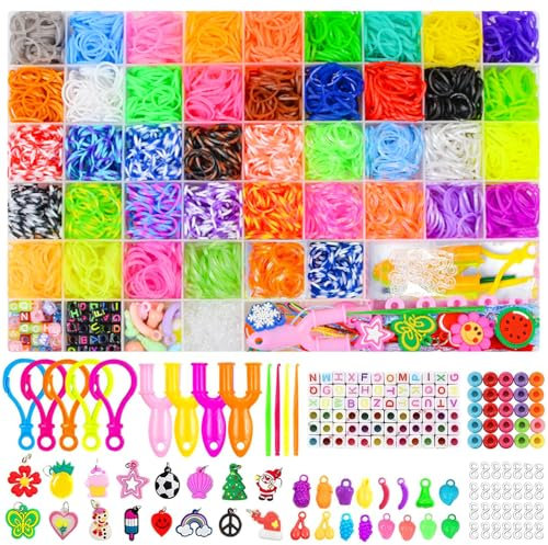 Daover Gomitas para Hacer Pulseras, 4500+ Pulseras Gomas Niños, 42 Colores, DIY Cintas de Telar Kit de Pulseras con Bandas de Telar Pulsera Collar Herramienta de Tejer Juguetes de DIY
