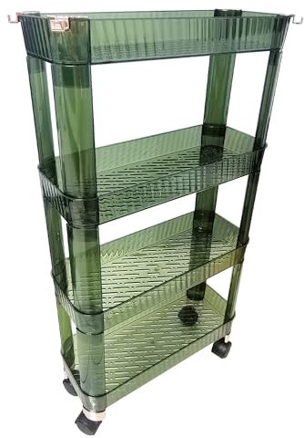 ANBLISSA Storage Trolley on Wheels 4-Tier Storage Cart. This Slim Rolling Trolly is the perfect organiser for Bathroom, Kitchen, Salon, Bedroom, Laundry Room.