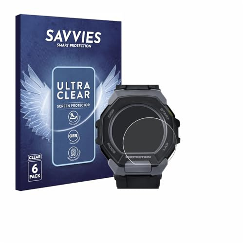 Savvies Schutzfolie für Casio G-Shock G-Squad GBD-300 | 6 Stück Transparenter Displayschutz Made in Germany Ultra-Klar Displayschutz-Folie