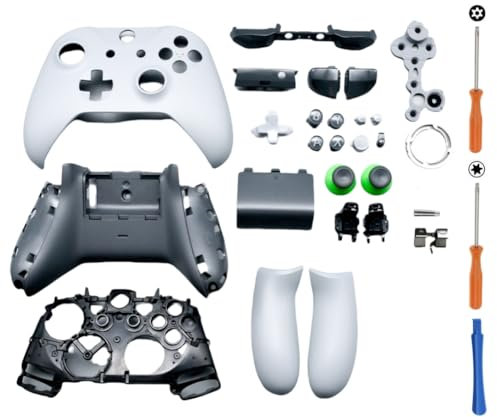 Hzxkqmil Kit Guscio Completo di Ricambio per Xbox One S/X Controller (Modello 1708), Custodia Fai da te Frontalino Coperchio Anteriore Piastre Posteriori Pulsanti Accessori (Grigio)