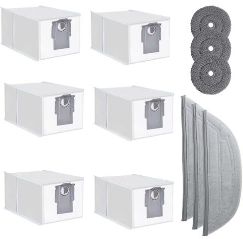 12 Pièces Kit d'accessoires pour Roborock S8 MaxV Ultra, 6 Sac d'Aspirateur 6 Chiffon Lavable, Ensemble d'accessoires pour Aspirateur Robot