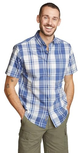 Eddie Bauer Voyager Flex Kurzarmhemd für Herren, Bluebird, XL Groß Tall