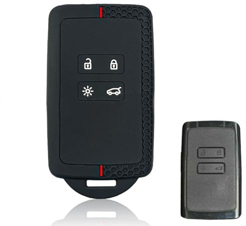 ZKGYUS Coque de clé de Voiture pour Clio Megane Koleos Kadjar Kangoo Twingo Talisman Captur Espace Duster Coque de clé de Voiture, Etui Carte, Silicone TPU 4 Boutons (rouge)