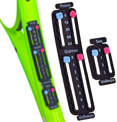 Uniharpa Compteur de Score Portable pour Tennis - Tableau de Marque Léger 1.9g ITF Certifié | Affichage Points/Jeux/Sets Instantané | Montage Facile sur Raquettes & Sacs | Parfait Matchs/Entraînement