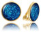 Bequem Elegant Klassisch Klein Runde Clip Ohrringe - Ohrclips Ohne Ohrlöcher Schmuck für Damen (Stil 33 - Sprühend Funkelnd Blau Gold)