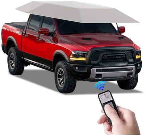Tragbares Auto-Zelt, automatisches Carport-Vordach mit Fernbedienung, grauer Sonnenschutz für Outdoor-Schutz, 4,2 m x 2,1 m