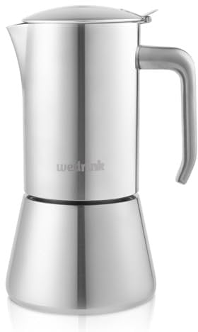 wedrink Stovetop Coffee Makers Stainless Steel Moka Pot 6 Cups Italian Coffee Maker Induction Hob | Sliver Espresso Maker (6 cupx50ml)