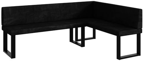 MEBLINI Eckbank für Esszimmer - Küchenbank - Essecke - Sitzecke Küche - Peter - U-Beine 142x196x87cm Rechts - Graphit Samt