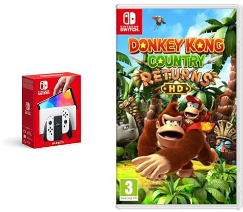 Nintendo Console Switch – modello OLED, Bianco & Donkey Kong Country Returns HD