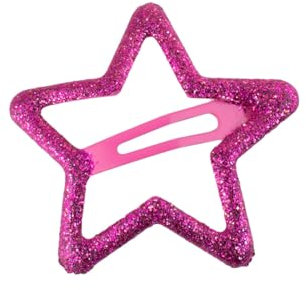 Righe e Pois - fermaglio per capelli clic clac a stella glitter da 5 cm, molletta per capelli da bambina a stella, fermacapelli bimba a forma di stella - confezione da 1 hair clip (Fucsia)