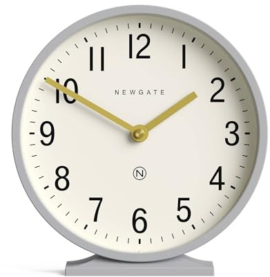 NEWGATE® Q Kaminsims Uhr | Moderne Klassische runde kaminuhr | Uhrwerk grau | Zeitgenössischer Stil für kaminsims, Schreibtisch, Tisch, Regal oder nachttisch