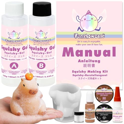 Taba Squishy Kit Capybara Silicone Mould 3''+Liquid Gel+Flocking Cute Animal Maker Set