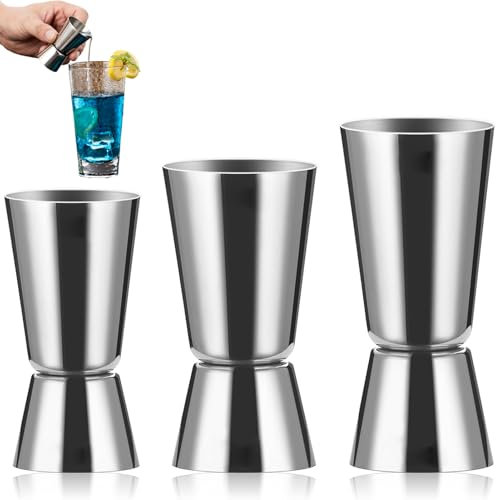 3er Pack Cocktail Messbecher,Messbecher Cocktail,Edelstahl Cl Messbecher,3cl/4cl/5cl Doppelmass,Cocktailmessbecher,Messbecher Für Bar Party Wein Drink Shaker