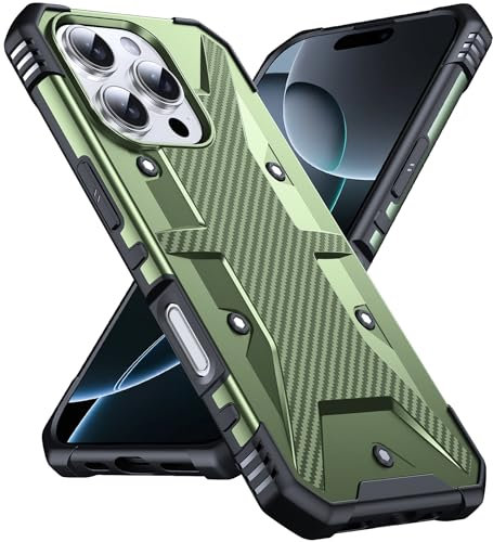 DASFOND Cover per iphone 16 Pro con Protezione Della Fotocamera, Custodia per Cellulare Militare Antiurto e Resistente All'usura Aggiornata al,Verde