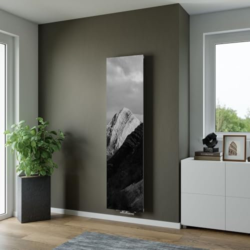 XIMAX Design-Heizkörper mit Berg-Motiv | 1800x595 mm | 1088 Watt | Mittenanschluss | Hochwertiger Motivheizkörper für Bad & Wohnräume | Flachheizung für effiziente Wärme