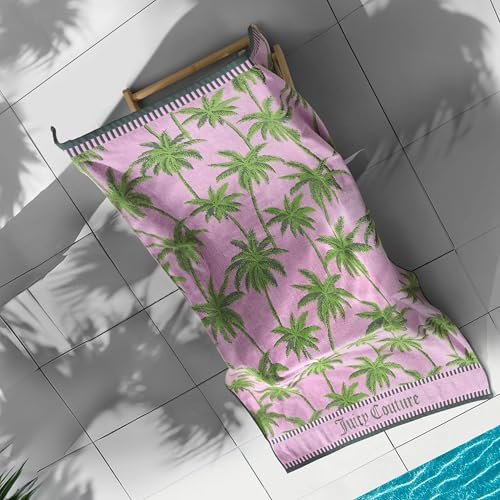 Juicy Couture Palm Trees 36 x 72 100% Cotton Oversized Beach Towel - Soft, Absorbent, and Quick-Drying, Perfect for Beach, Pool, or Travel