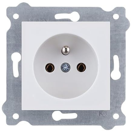 EXEN - Prise de Courant Encastrée Blanc Type E 16A 250V avec Terre - Prise Électrique Murale pour Maison, Bureau - Compatible avec Les Séries KARELL/ODAK/COMFORT - 241/01E