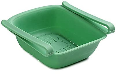 ETZRYSYB Cestello per lavello, organizer per frigorifero, regolabile, estensibile, per frigorifero, cassetto estraibile, contenitore da cucina (verde)