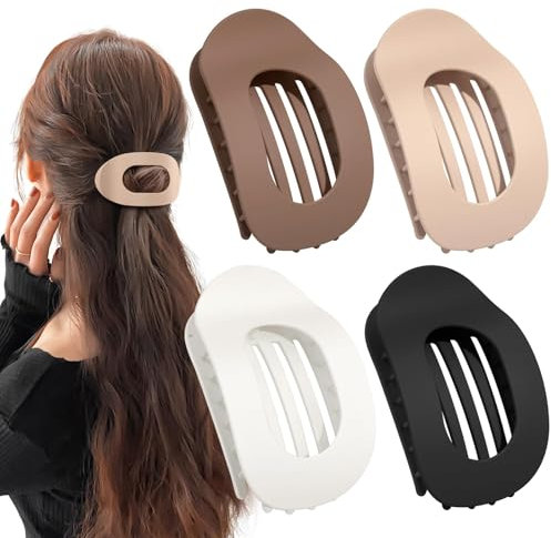 Tumurup Pince à Cheveux Plate – 4 PcsPince Cheveux Plate, Léger & Anti-Dérapant, Hair Clip pour Cheveux Épais & Fins, Élégantes Hair Clip pour Tous les Jours, Sport, Conduite