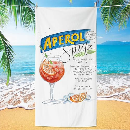 WUSJCOF Holy Aperoli Strandtuch, Aperol Spritz Handtuch, Sandfest, Leicht und Schnelltrocknend, Beach Towel Strandmatte, Gym Schnelltrocknendes, Geschenkidee für den Strand, Gym, Travel (140 x 70 cm)