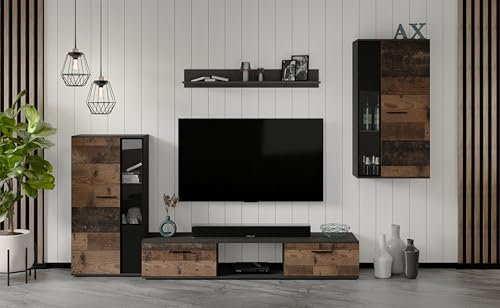 AXLIVING Hochwertige Wohnwand Formilo 240 cm – Modern in Matera & Oldstyle