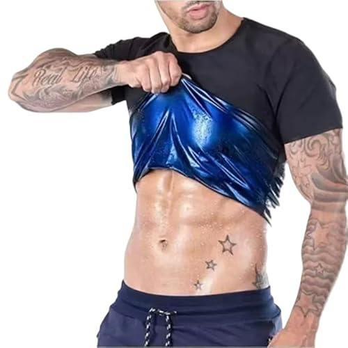 Sauna T-Shirt – SCHNELLE Fettverbrennung Kurzarm Sauna Weste für Männer - Body Shaper, fördert Schwitzen & Fettverbrennung im Sport Gym