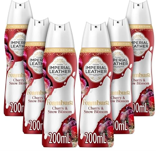 Imperial Leather Cherry and Snow Blossom Foamburst Gel to Foam Body Wash Shower Gel, Luxurious Foam Lather, Gentle Skin Care, Bulk Buy, Multipack of 6 x 200ml
