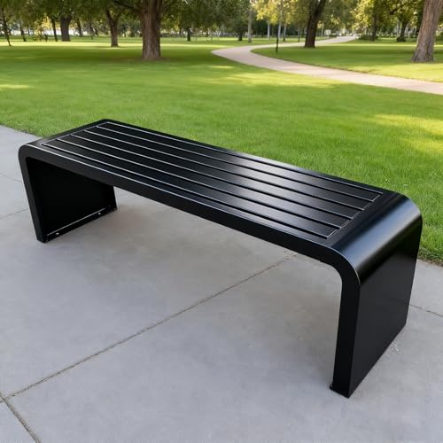 QIUCHIREMAI Gartenbank Metall Ohne Lehne Parkbank Bis 300kg Belastbar Sitzbank Outdoor Wetterfest 2-5 Sitzer Für Balkon Terrasse Garten-Keine Montage Erforderlich Black 78.7 * 15.7 * 33.46“