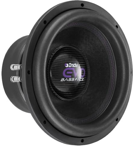 KIT SET PER BASS FACE INDYEVO12/2, 1 subwoofer da 30 cm 300 mm 12 diametro, doppia bobina dvc 2+2 ohm, 1500 watt rms 3000 watt max, auto car, 1 pezzo