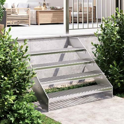 Hoopleep Marche en caillebotis 100 x 24 x 7 cm, en acier galvanisé pour escaliers sûrs, antidérapante, robuste, idéale pour l'intérieur et l'extérieur, durable