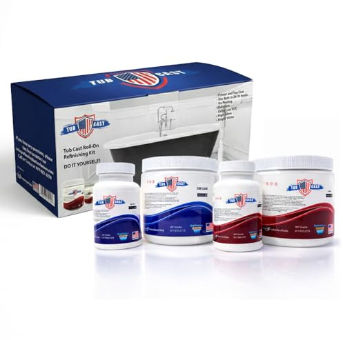 Ekopel Roll On Tub Cast Bathtub Refinishing Kit – Primer + Top Coat Included – DIY Bathtub & Tile Reglazing Kit for Porcelain, Fiberglass & Cast Iron – Bright White Gloss, Low Odor, Made In The USA Tub Paint (1 Pack Standard Bathtub)