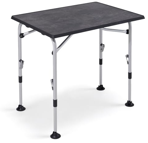 Westfield Outdoors Superb Klapptisch Höhenverstellbar | Campingtisch Klappbar, Stabiler Picknicktisch mit Breiten Standfüßen für Camping, Wohnwagen, Falttisch, Grau
