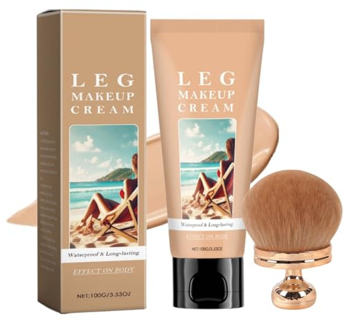 Kyne Leg Perfector, Kyne Skin Perfecting Body Foundation mit Pinsel, Körper Bein Make Up Wasserfest, Tattoo Make up Cover Wasserfest, Leicht Aufzutragen, Deckendes Makeup für Reife Haut (Natürlich)