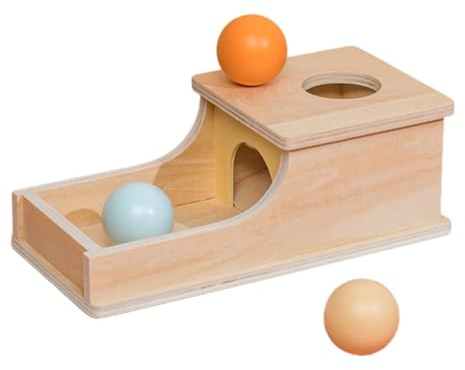 Scatola per la permanenza degli oggetti in legno con cassetto e palline a forma di, scatola giocattolo per l'educazione precoce per bambini piccoli, attività di apprendimento, abilità motorie fi