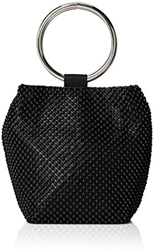 Jessica McClintock Damen Womens Gwen Ball Mesh Ring Wristlet Pouch Clutch Handtasche, Schwarz