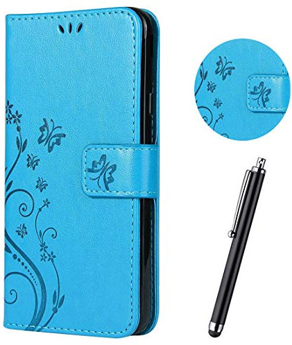 Hancda Coque pour Samsung Galaxy J6 2018 / J600, Etui Housse Coque Cuir Case Portefeuille Rabat Flip Cover Support Magnétique Porte Carte Antichoc Protection pour Samsung Galaxy J6 2018/J600,Bleu