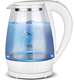 Electric Glass Kettle - 2.0 Liter Blue Led Illuminated Portable Office Auto Power Off Stainless Steel Quick Boil Tea Jug Kettle(L6-2.0l)
