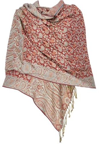 GURU SHOP Indischer Schal, Stola mit Paisley Muster, Schultertuch - Motiv 8, Herren/Damen, Synthetisch