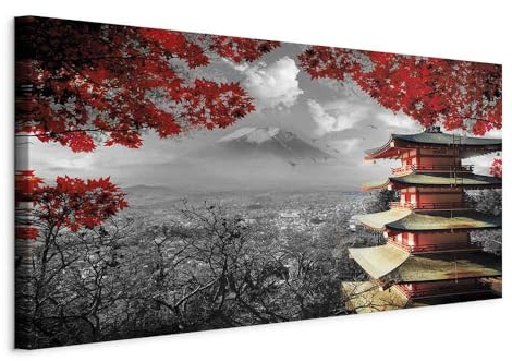 murando - Grand Tableau Décoration Murale Chambre, Nature, 140x70 cm | Clous Inclus, Impression sur Toile, Tableaux, Posters et Arts Décoratifs, Architecture Nuages Arbres Montagnes Japon Paysage