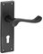 Matte Black Door Handles with Victorian Scroll Lever - Lock Backplate