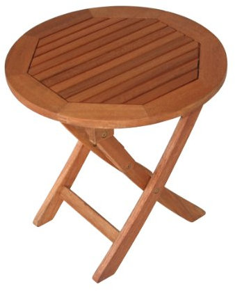 TPFGarden® Beistelltisch Klappbar, 48cm Rund, Eukalyptus Geölt, Nachhaltige Forstwirtschaft