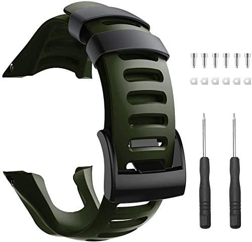 Tyogeephy Kompatibel mit Suunto Ambit 3 Uhrenarmband, Premium Armband für Suunto Ambit 3 Peak, 3 Sport, 3 Run, 2R, 2S, 2, and 1 - Standard, 24 Millimeter, Army Green, Wasserdicht, Schnalle, One Size
