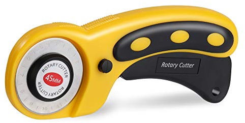 MaoXinTek Rollschneider, 45mm Stoffschneider Rollmesser für Verschiedene Schneidarten, Sicherheitsverschluss & Anti-Rutsch-Griff Perfekt für Stoff, Papier, Schaumstoff & Leder