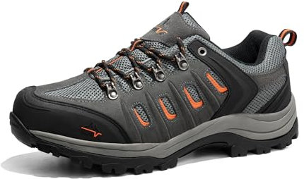 NORTIV 8 Herren Wanderschuhe Low Top Leichte Outdoor Trekking Camping Hiking Shoes Kletterschuhe Trail wasserdichte,Size 43,Schwarz/Dunkel/Grau/Orange,Quest-1
