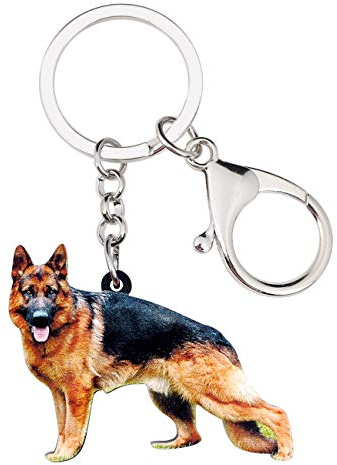 DOWAY Cute Acryl Deutscher Schäferhund Schlüsselanhänger Hund Tasche Charms für Mädchen Damen Frauen Hund Schmuck Geschenke (Kaffee)
