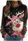 Weihnachtspulli Lustig Damen Baumwolle, Lang Rudolph Rentier Elfe Weihnachtspullover Kapuzenpullover Teenager Mädchen Weihnachts Hoodies Xmas Pulli Shirt Weihnachtsmann Christmas Sweatshirt