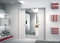 Porta scorrevole a scomparsa interno muro a doppia anta in laminato Bianco Matrix Finitura Cromata